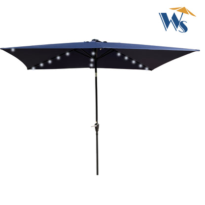 10 x 6.5t Rectangular Patio Solar LED Lighted Outdoor Umbrellas